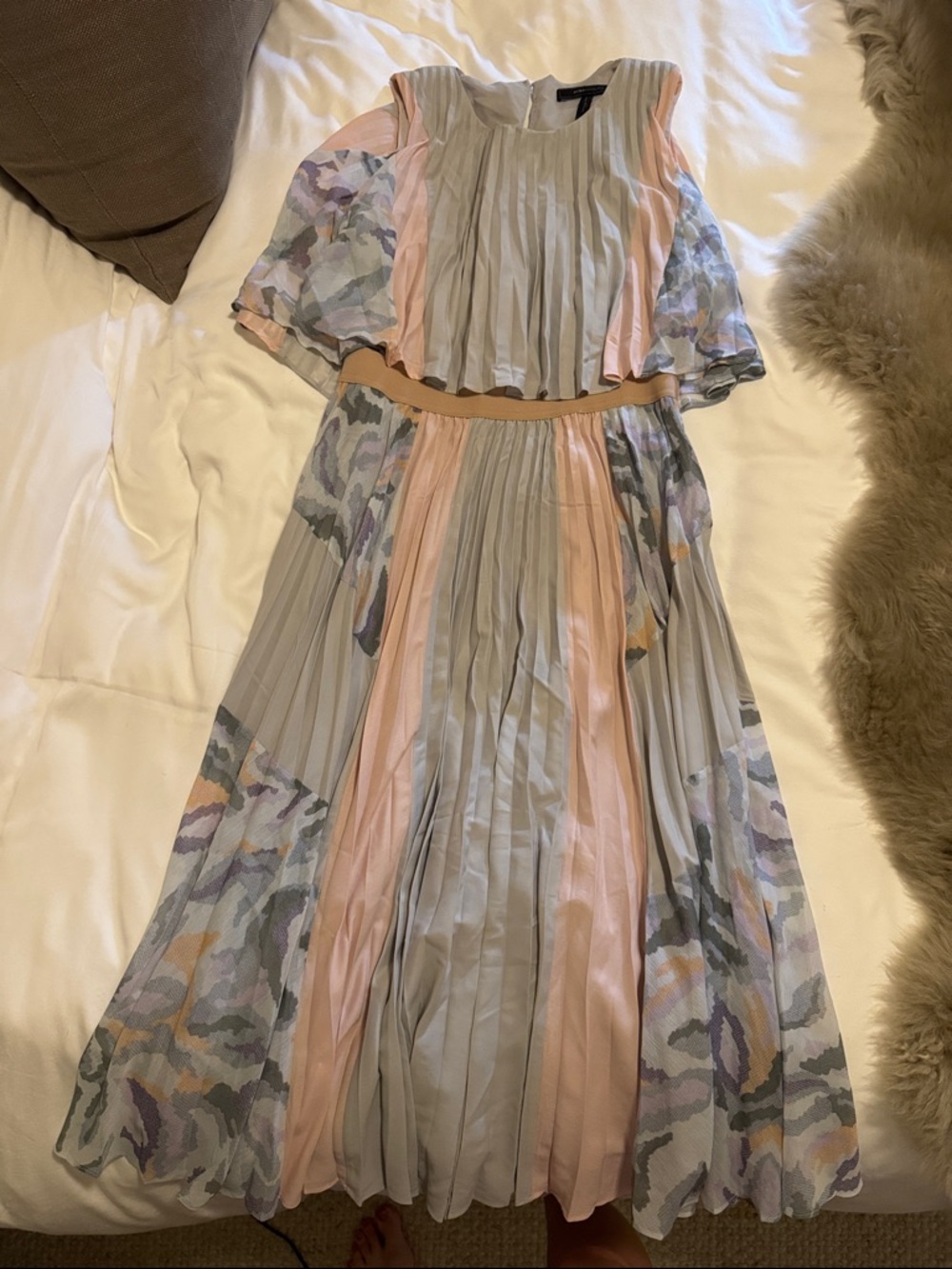BCBGMaxAzria Pastel Pleated Two-Piece Dress in Gray and Pink